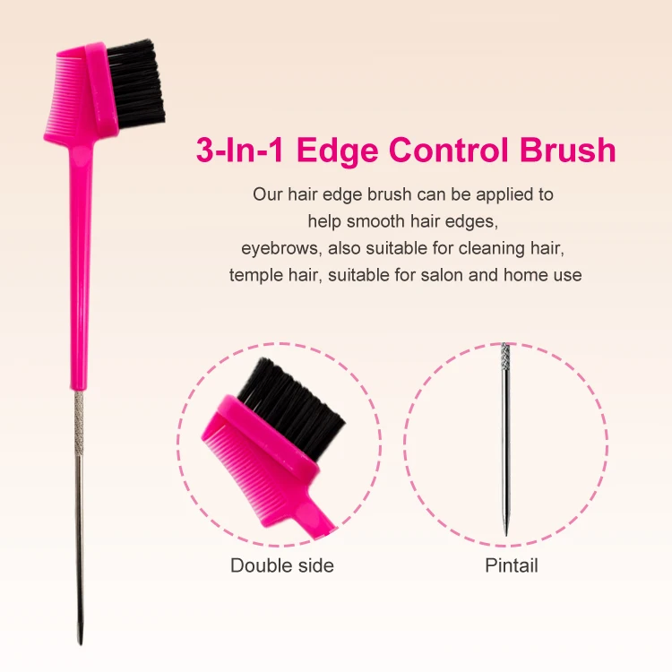 Gloway Hot Sale Cheap Hair Styling Tools Custom Hair Brush Women Pink Edge Control Brush With logo