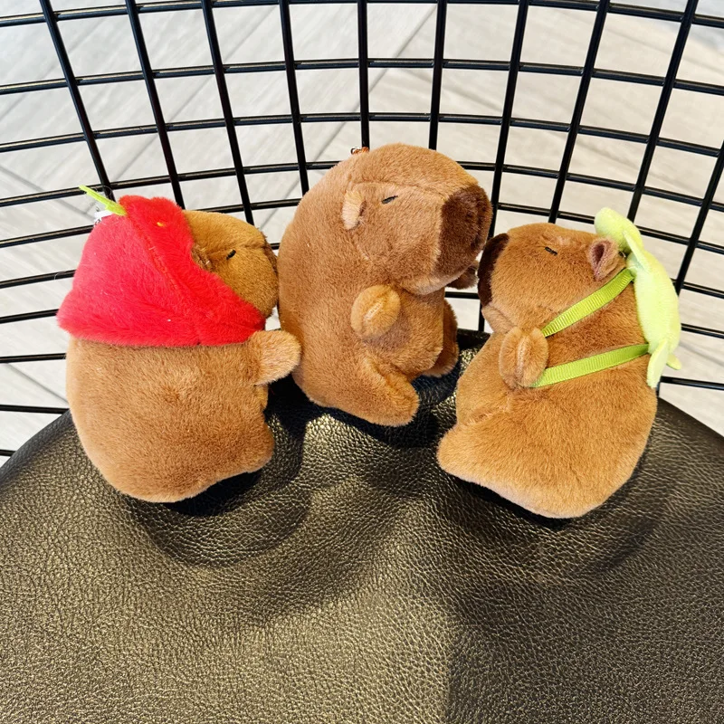 Capibara Female Turtle Plush Toy Customizable Cotton Capybara Doll Keychain 10cm Schoolbag Pendant Wholesale