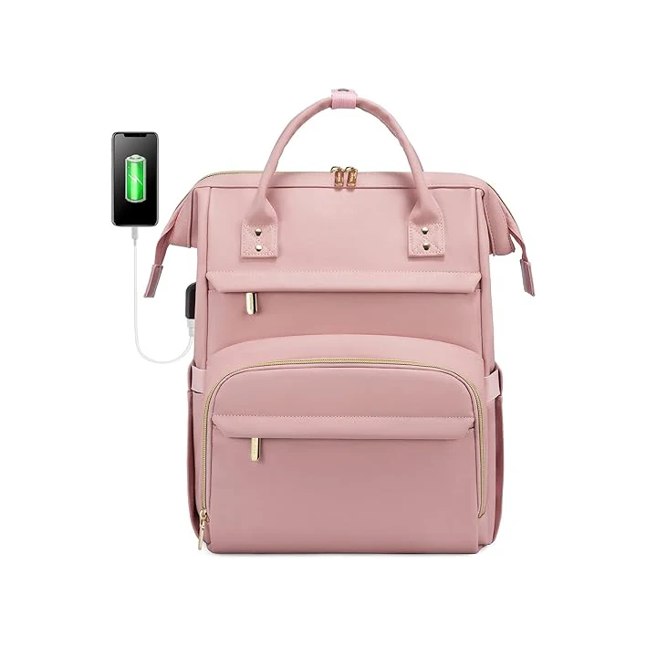 Haoen Custom Hot Sale Leather Laptop Brown Backpack for Women 15.6 Inch Computer Laptop Bag