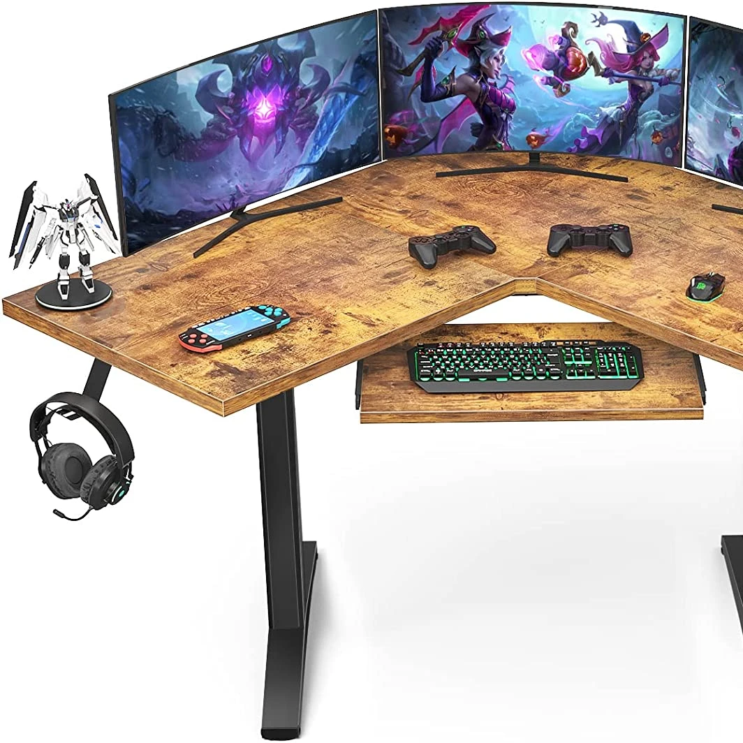 Деревенский коричневый корт Офисный Компьютерный стол рабочая станция Г-образный игровой угловой для дома