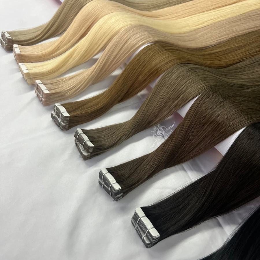 Newest Tapeins Extensiones De Cabello 100% Natural 24 Blond Cuticle Aligned Adhesive Tape In Hair Extension 100Human Hair