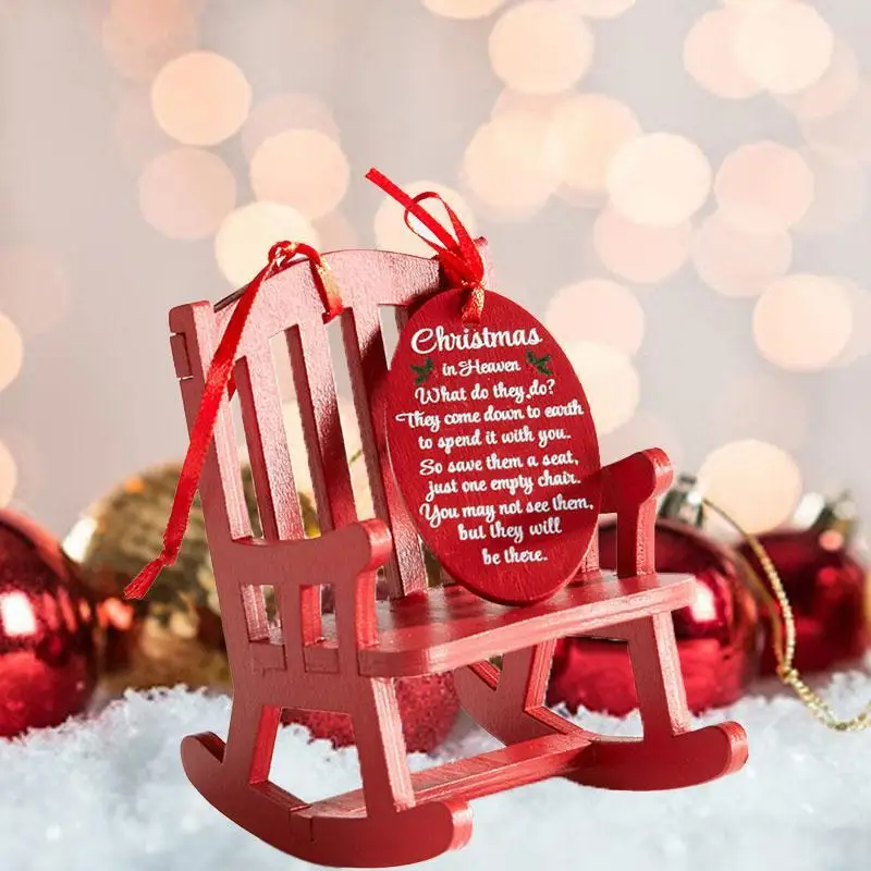 Creative 2022 New Christmas Pendant Wooden Paradise Memorial Chair Red Christmas Tree Hanging Ornaments