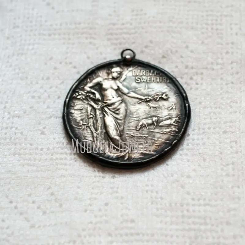 PM37530 Soldered Jewelry Vintage Russian Medallion Medal Given For Hard Work Coin 2 Sided Pendant Gift Ideas