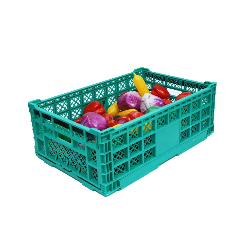 Fast Lead Time Design Vented Plastic Turnover Foldable Crate For Fruit / Vegetable Display