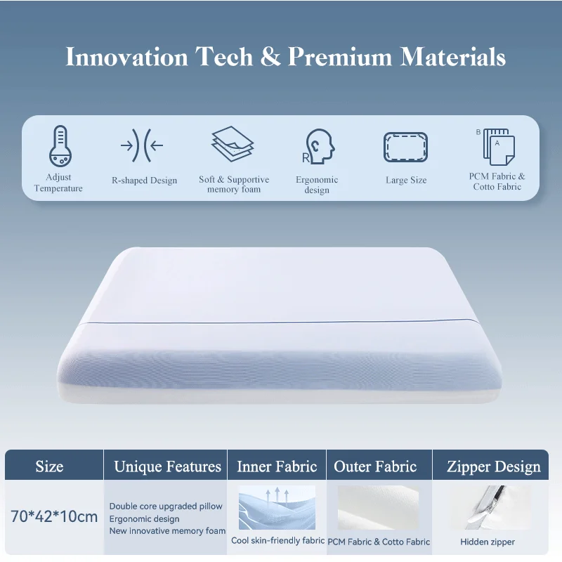 2024 New Cooling Memory Foam Cervical Orthopedic Pillow Custom Wholesale Bed Pillows