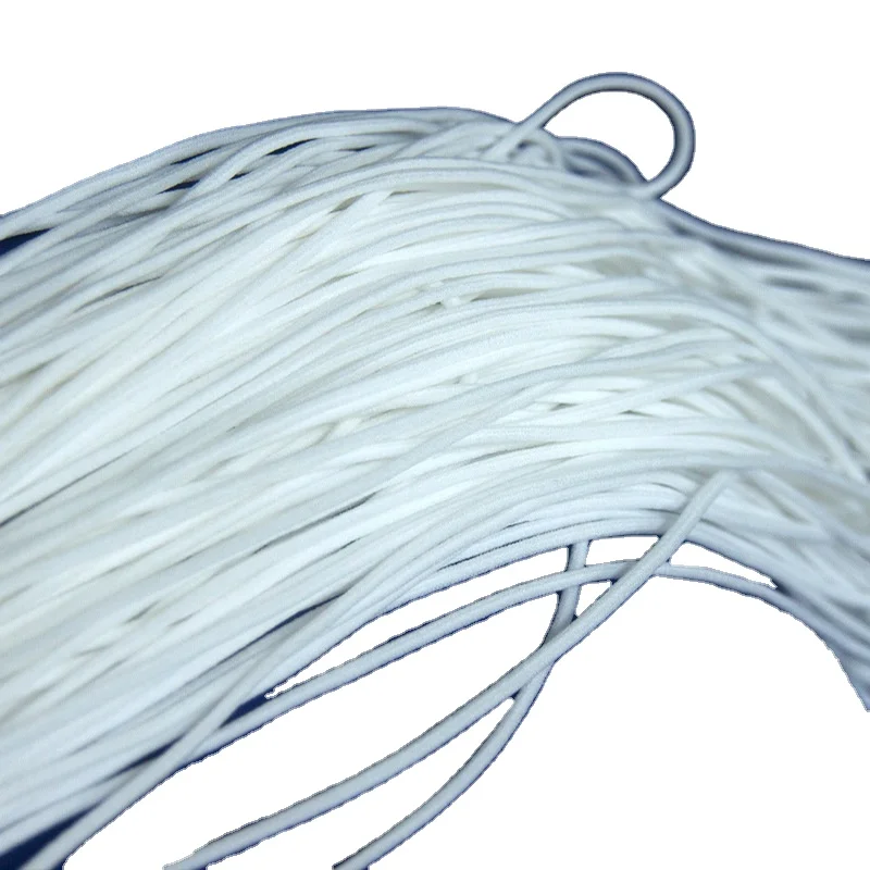 
3.5 mm width flat masking ear elastic white color flat elastic rope polyester spandex material in stock quick delivery 