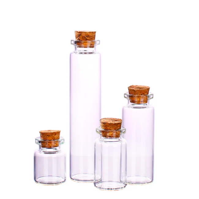Лидер продаж многофункциональная стеклянная мини-трубка 10 мл с Пробковой Крышкой тестовая трубка плоским дном бутылка
