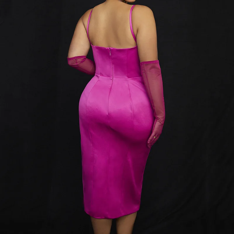 Top Fashion Women In Stock Items Long Sleeveless Casual Dresses Collarless Sexy Party Night Club