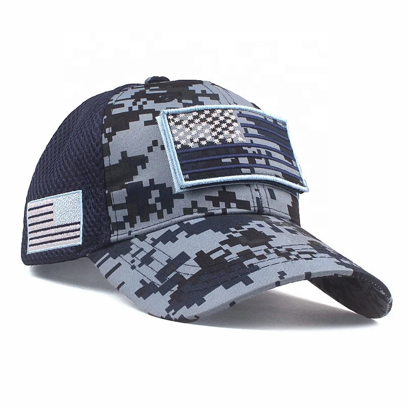 Camouflage Constructed Trucker Special Tactical Operator Forces USA Flag Patch Baseball Cap