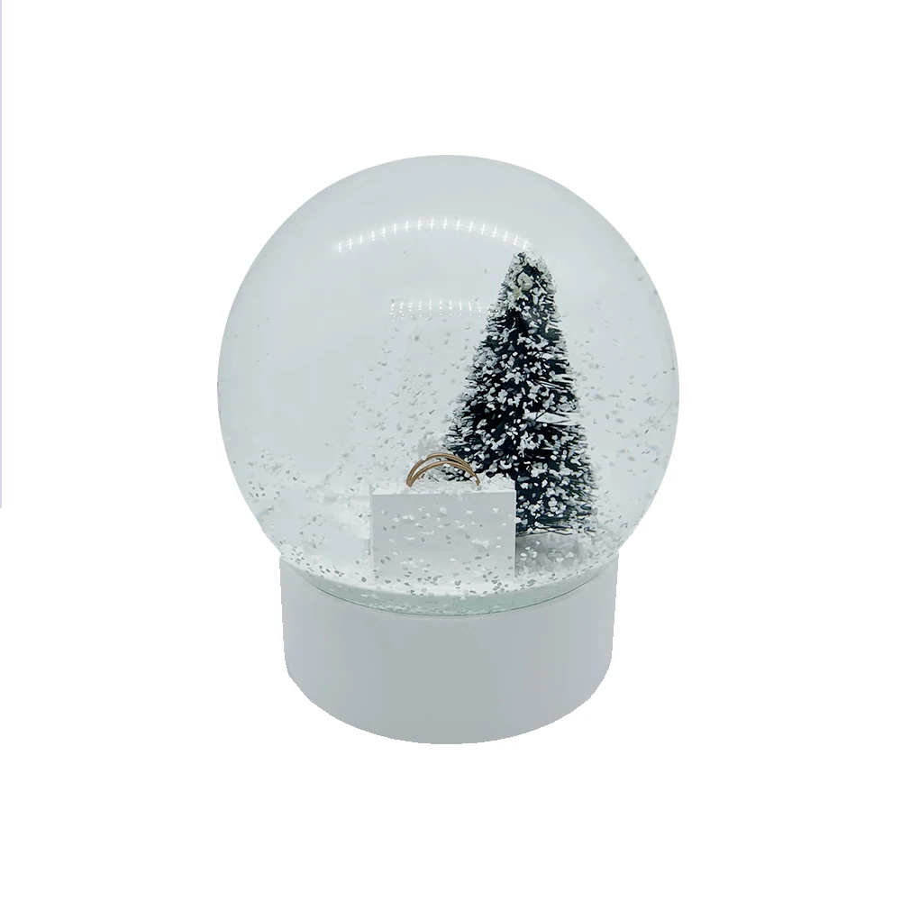 
100MM Pineneedle Christmas Tree Interior Icon Snow Globe With White Snowflake inside For Home Decoration Souvenir Gift 