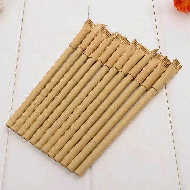 JXC124 Promotional  customized printed logo toothbrush shape ballpoint paper pen kraft biodegradable pen creative pen