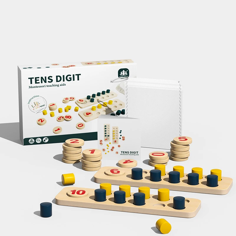Montessori kindergarten math and numbers wooden toy ten digit mathematics counting board teaching math toy for kid