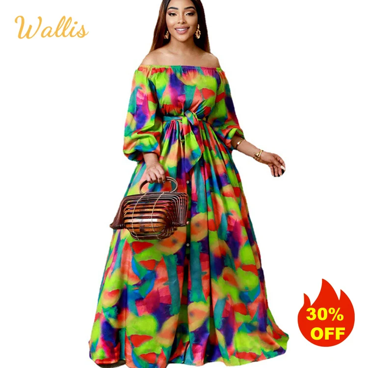 2023 Party Dress Oversize Women Summer Off Shoulder Print Vestido Robe Maxi Evening Dresses Bohemian Elegant Long Sundress