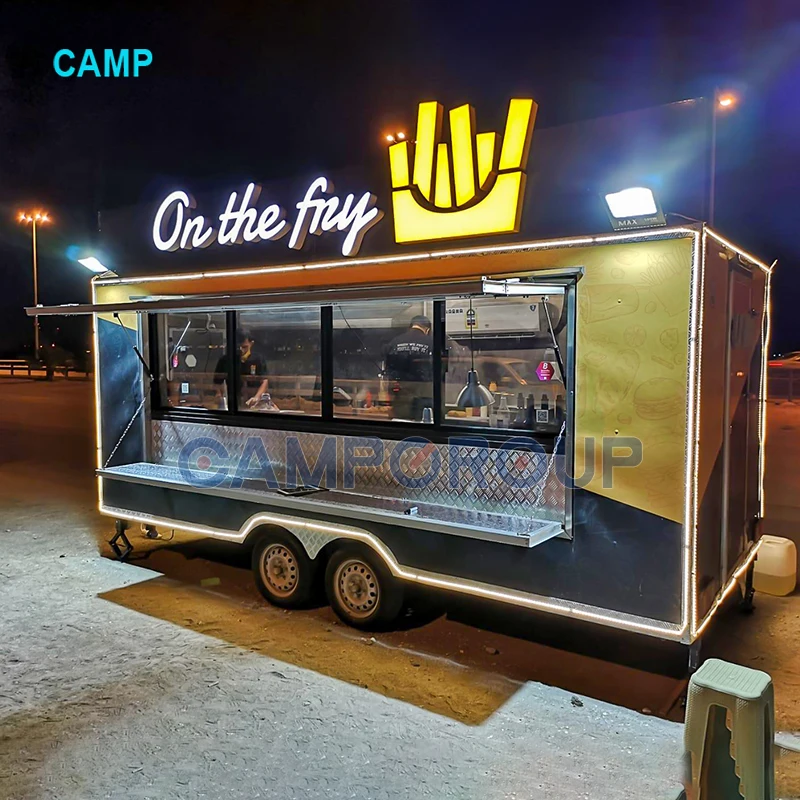 Fast food truck with full kitchen deep fryer food caravan trailer fried chicken bakery mobile food carts for sale