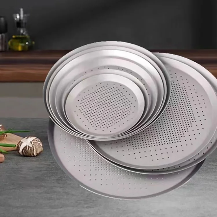 Perforated Pizza Pans with Holes Aluminum Alloy 3003 Round Food Network Pizza Crisper Pan Aluminum Pizza Trays for Oven