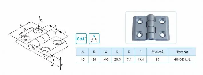 Silver 4040 Die Cast Zinc Butt Hinge For Cabinet Door