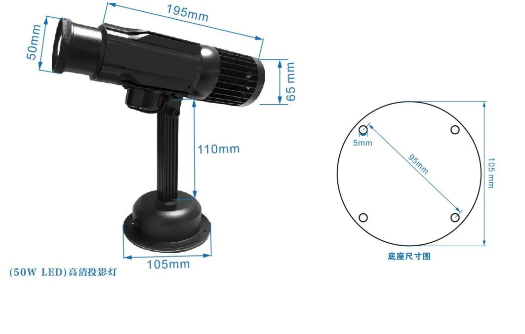 outdoor 30w 50w led logo light projector with zoom OEM projector customized with good price laser logo gobo projector