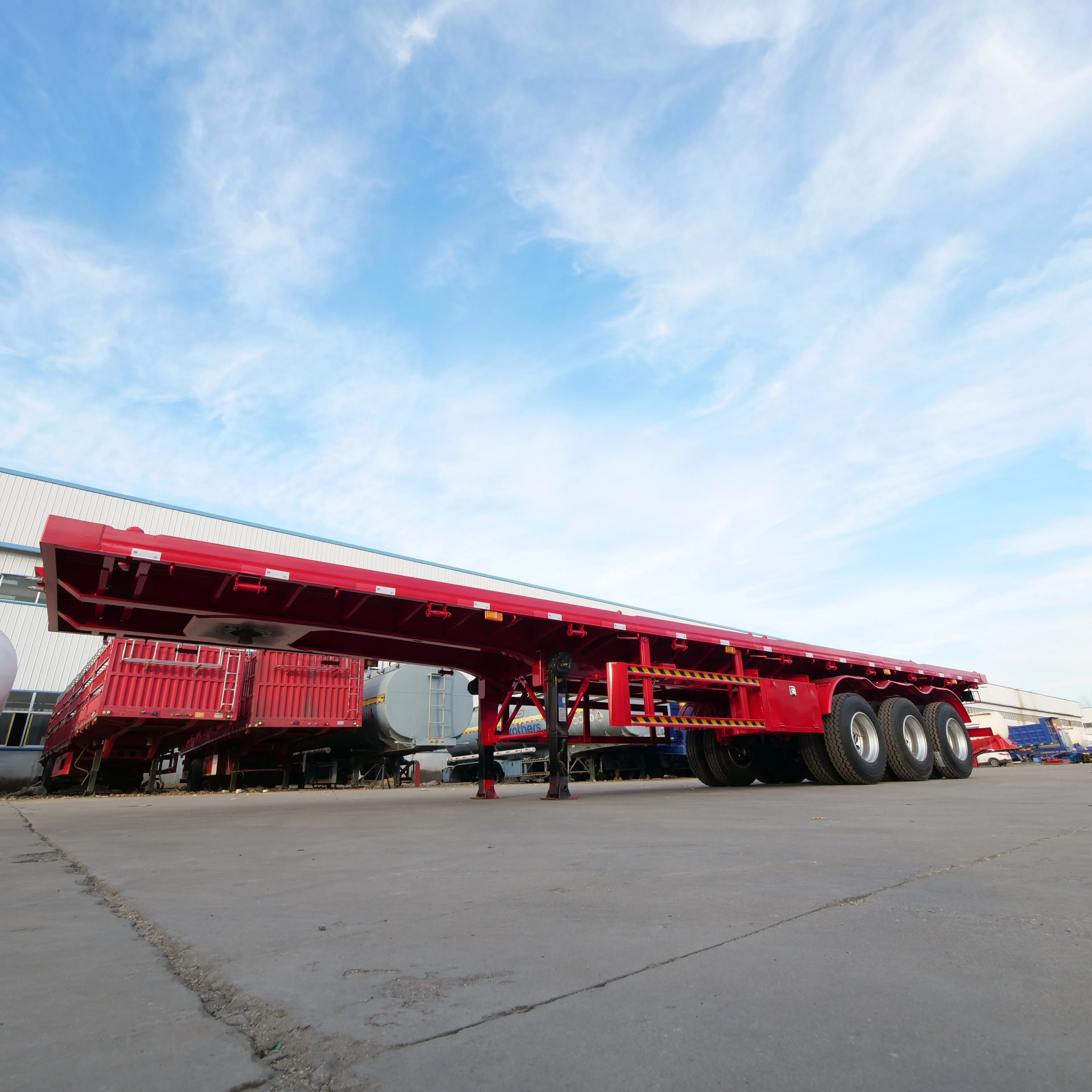 Factory Cheap Brand New Flatbed Trailer 4 Axles 80 Tons Lowbed Truck Trailer With Custom Colors Unit Prices flatbed trailer