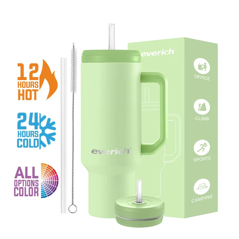 RTS 40oz Tea or Coffee Tumbler 304 SS Double Wall Insulated Vacuum Travel Mug Customized Color Logo Packing With Leak-Proof Lid