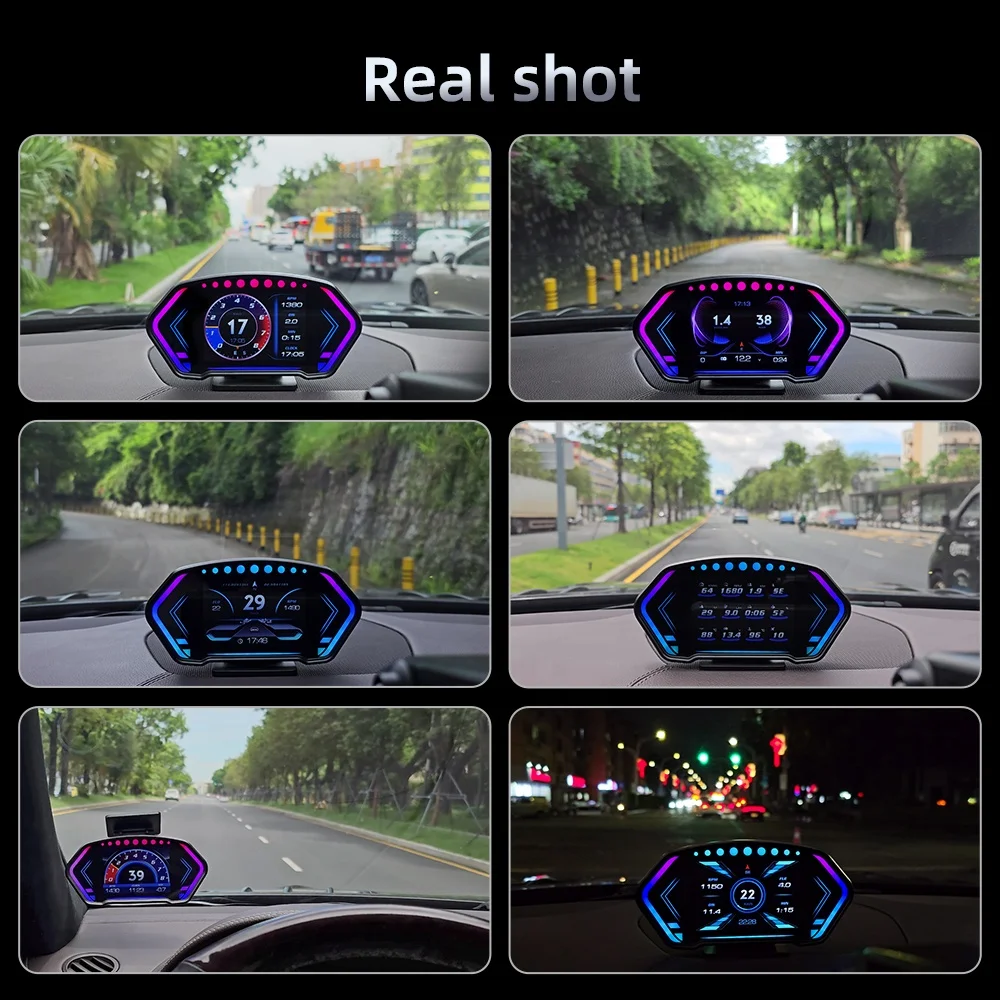 2024 Newest auto gauge LCD screen Multi-function HUD speedometer hud P3 GPS+OBD head up display