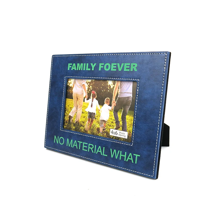 4x6 Family Forever No Matter What Engraved Pu Leather Picture Photo Frame Fit For Christmas Gift, Family Party, Birthday