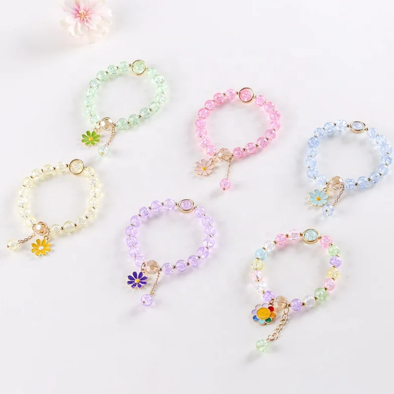 New DIY small daisy flower jewelry fashion ladies small fresh crystal beaded bracelet