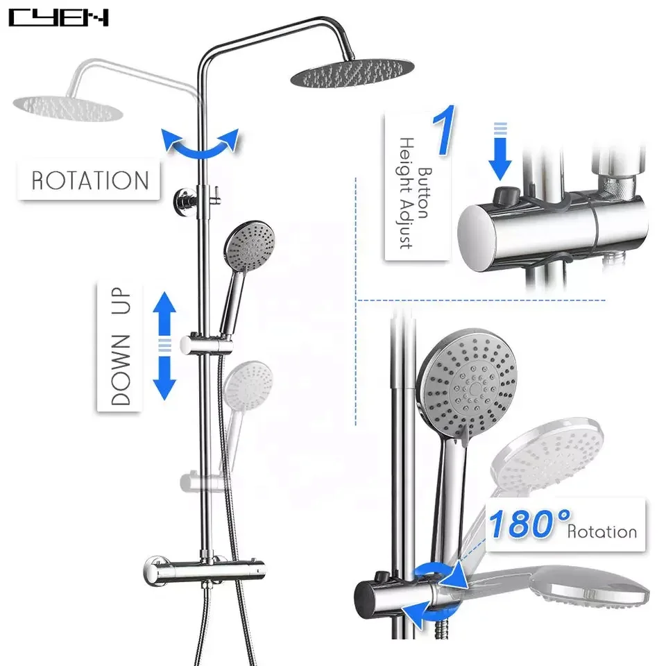 CYEN factory price direct manufacturer special price thermostatic chrome finish brass body shower set shower system