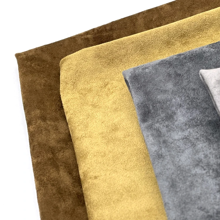 Factory Sale Stretch knitted Faux Double Sided Suede 400gsm 10% Spandex 90% Polyester Faux Bull Suede Stamping Foil Fabric