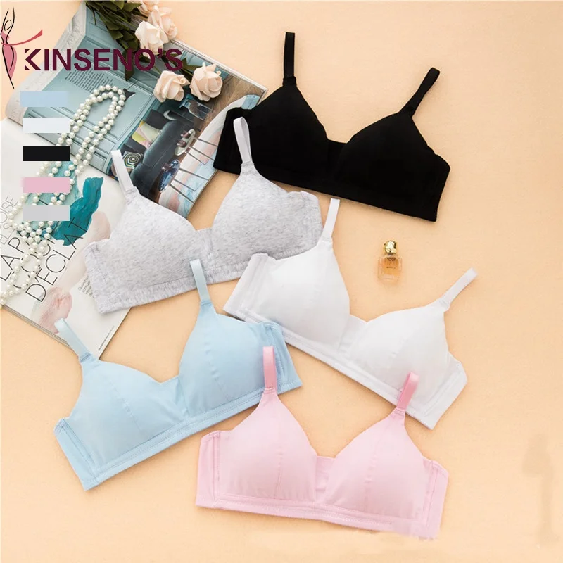 Dropshipping French Style Girls Custom Stylish  Triangle Cup Breathable Wirefree Push Up Cotton Bra