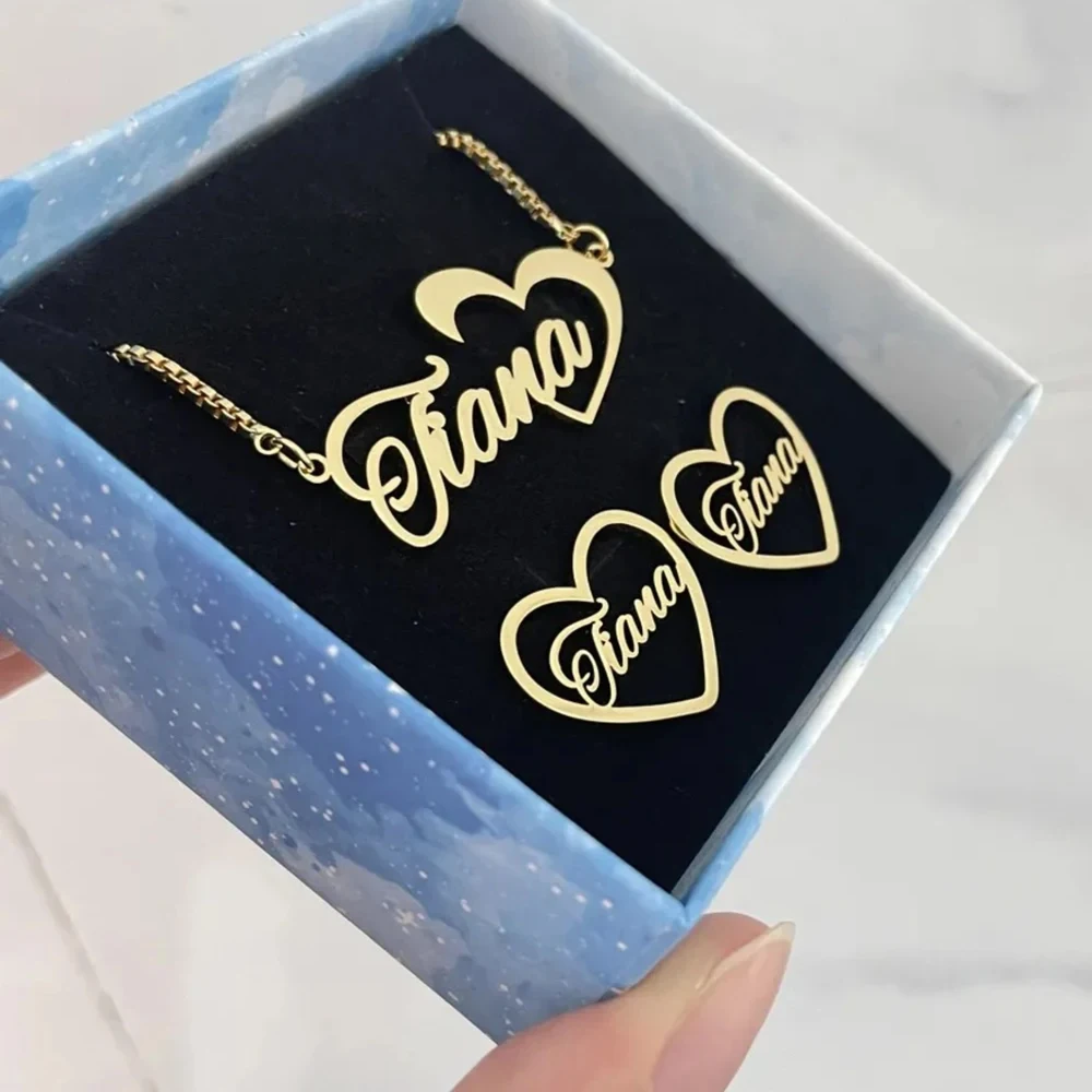 wholesale stainless steel jewelry set Jewelry Set Custom Name Pendant Engraving Letter Bracelet For Children Bab