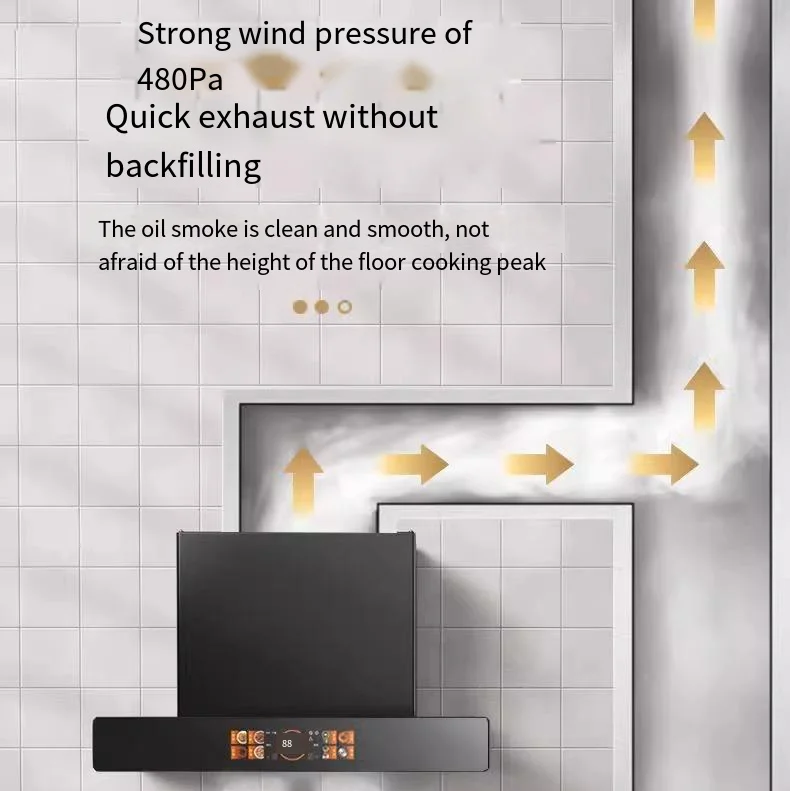 OEM 900mm Double filter intelligent cleaning body feel multi-gear wind speed kitchen hood range hood gas range appliances