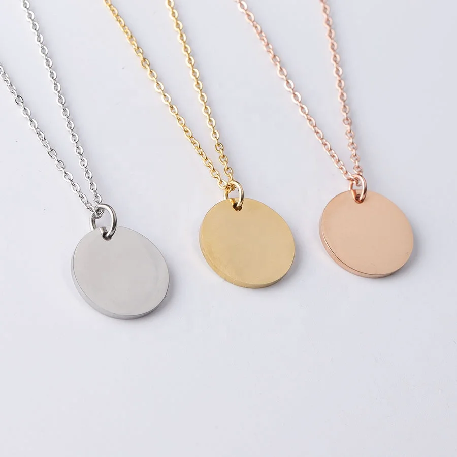 Dina 2022 New Arrival 18K PVD Gold Plated Round DIY Customize Blank Choker Necklace Stainless Steel Jewelry For Friends Gift