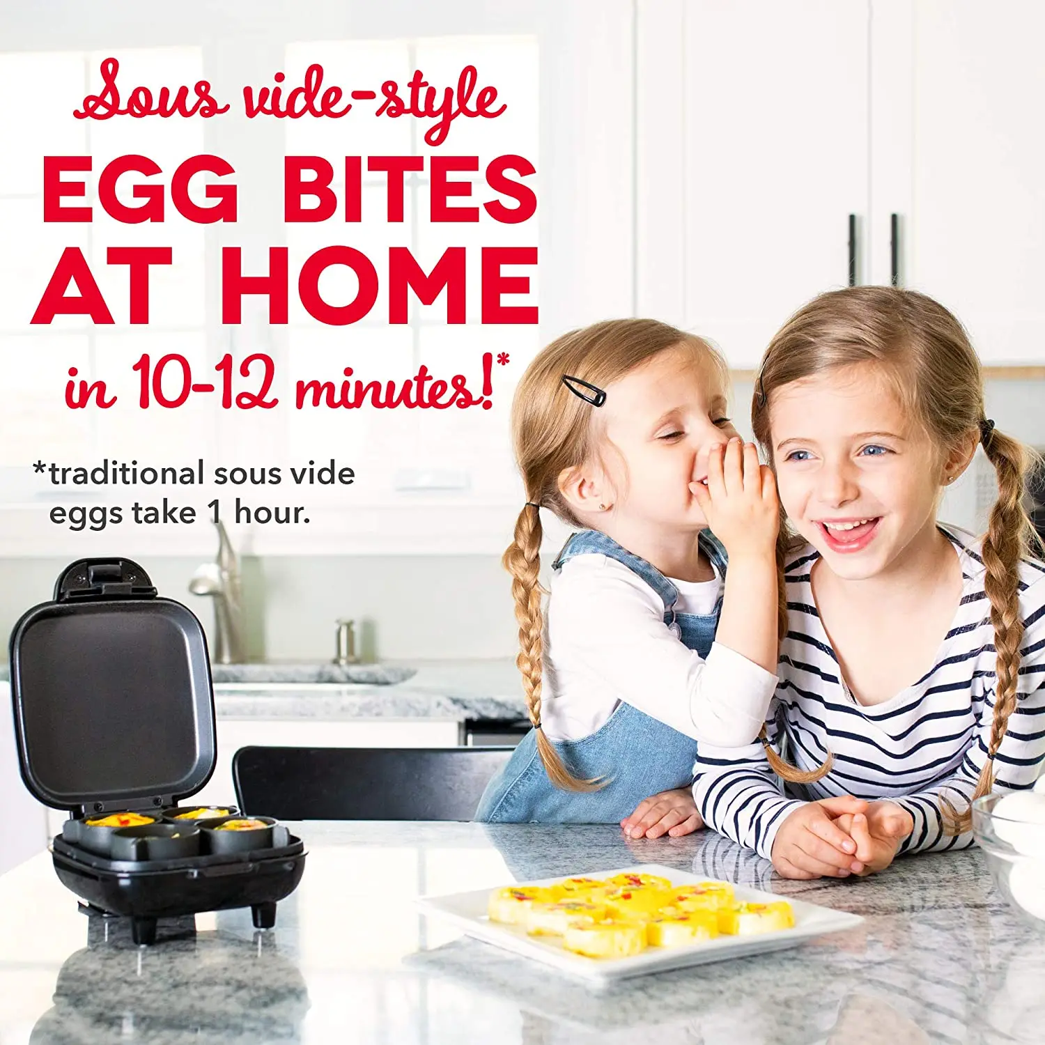 Deluxe Sous Vide Style Egg Bite Maker with Silicone Molds for Breakfast Sandwiches, Healthy Snacks or Desserts