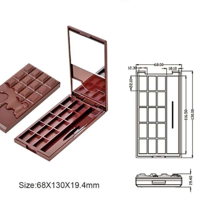 
Eco-friendly Printed Makeup Plastic 15-color Diy Empty Eyeshadow Palette 