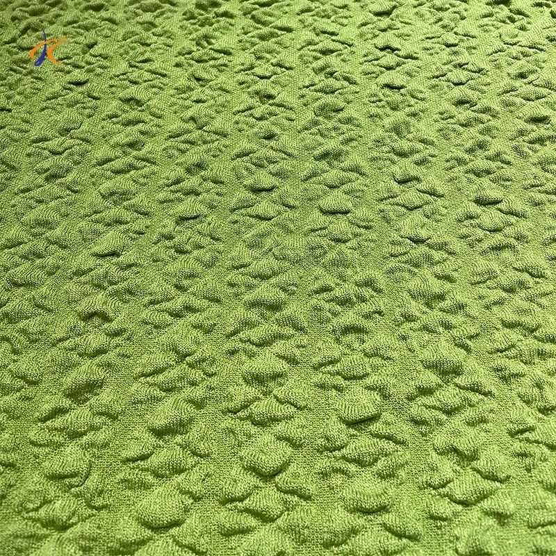 New rayon blend knit jacquard stretch single bubble crepe warp knitted fabric for dress