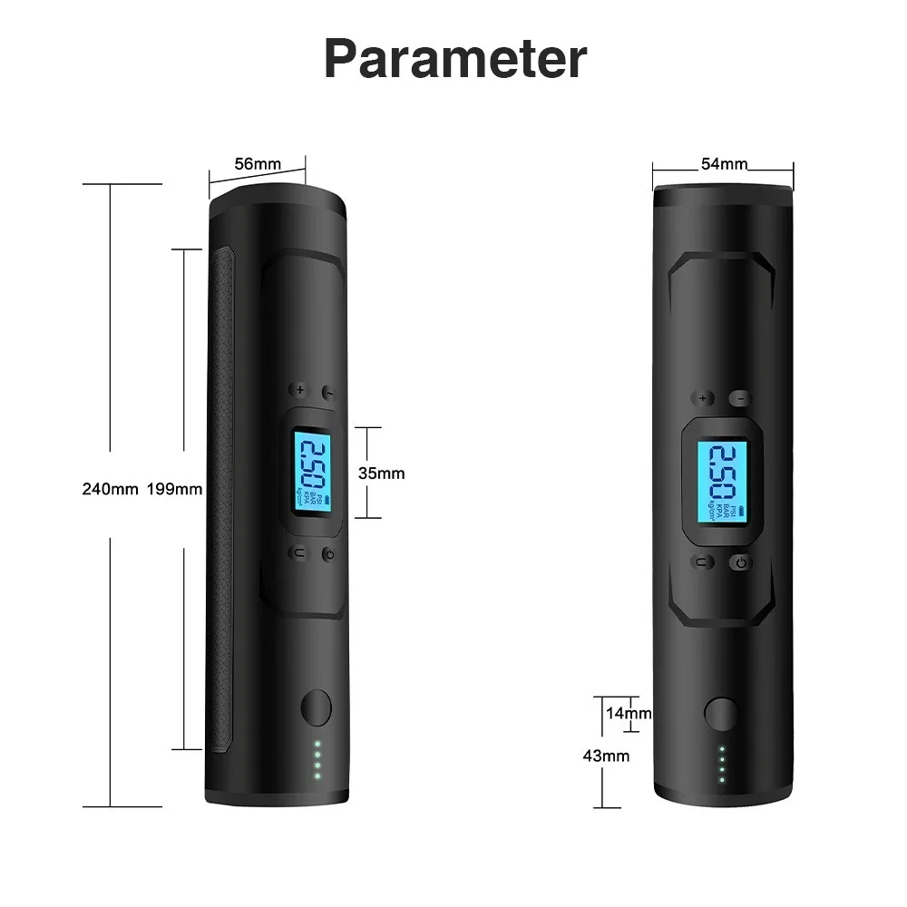  Перезаряжаемые 150psi 7800 мАч беспроводной 25l/мин воздушный компрессор насос Power Bank цифровой ЖК-дисплей светодиодный датчик света инфлятор