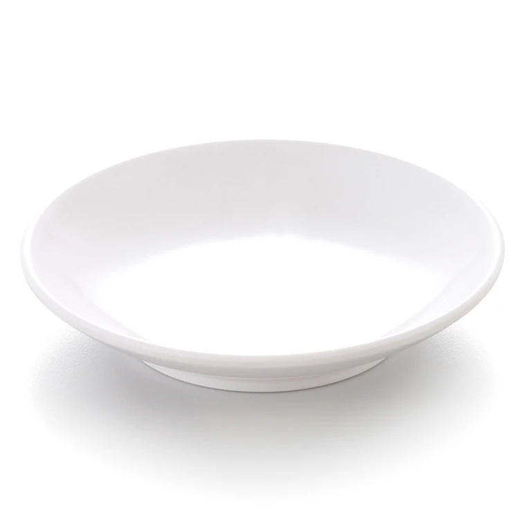 Многоразовая маленькая меламиновая белая тарелка для приправ, пластиковая круглая тарелка для соуса