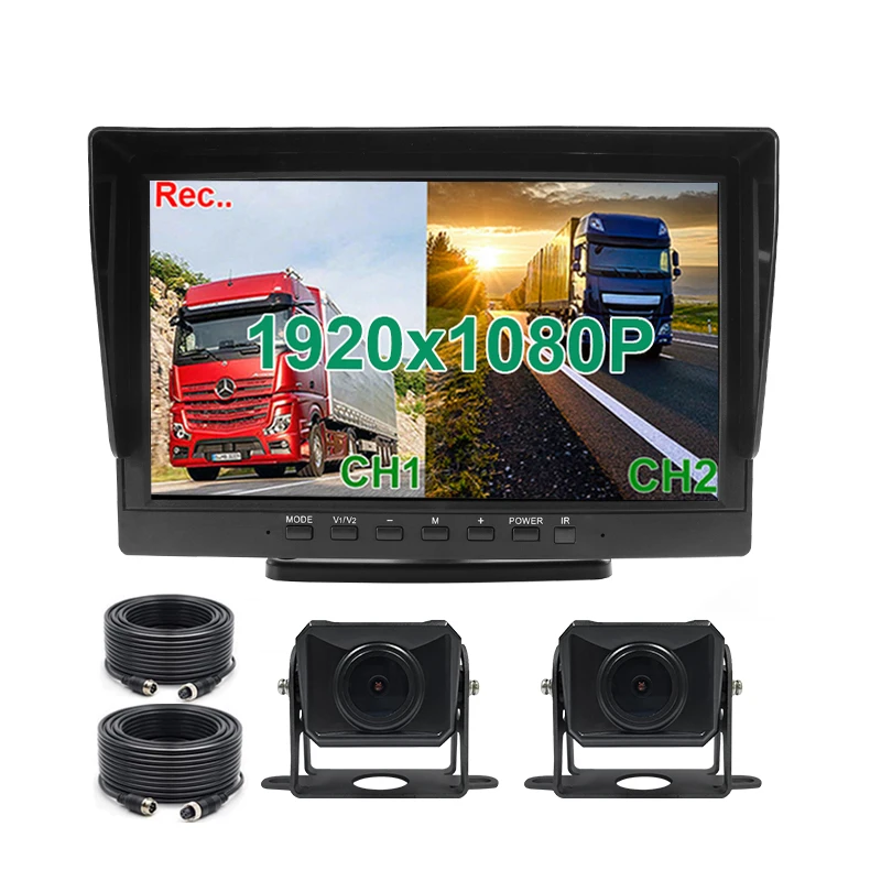 7 inch 4 Split Screen Car Monitor 12V / 24V Headrest Rearview Monitor with RCA Connectors 6 Mode Display Remote Control