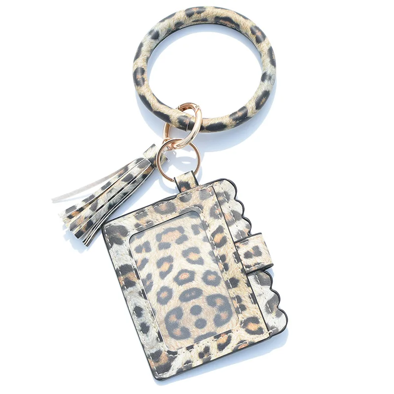 NEW fashion pu Leather Tassel bracelet wristlet keychain wallet women card holder wristlet wallet key chain