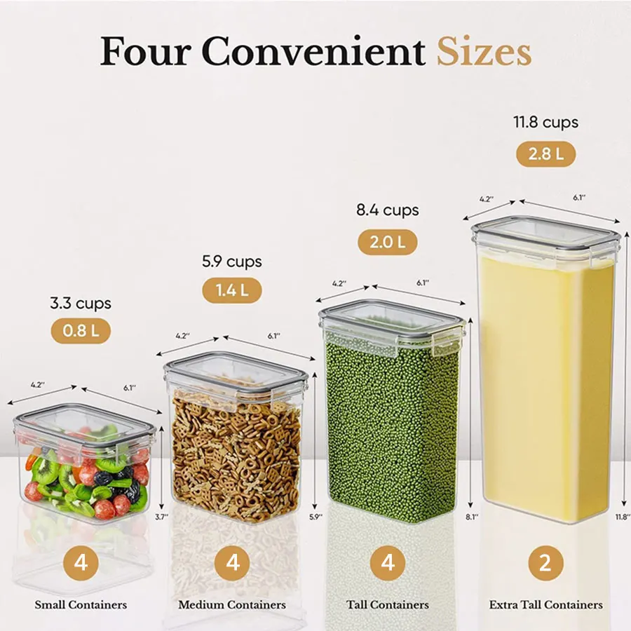 14pcs Set Airtight Pp Plasti Container Food Storage Cereal Container Food Storage Jar With Lid