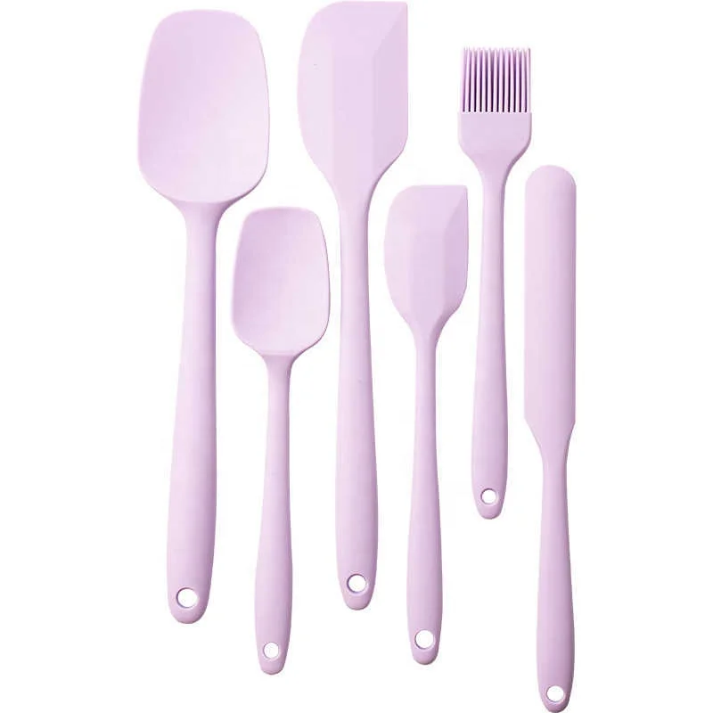 One-Piece Silicone Spatula Baking Tools Six-Piece Set of Food-Grade Heat-Resistant Spatula Cake Butter Brush