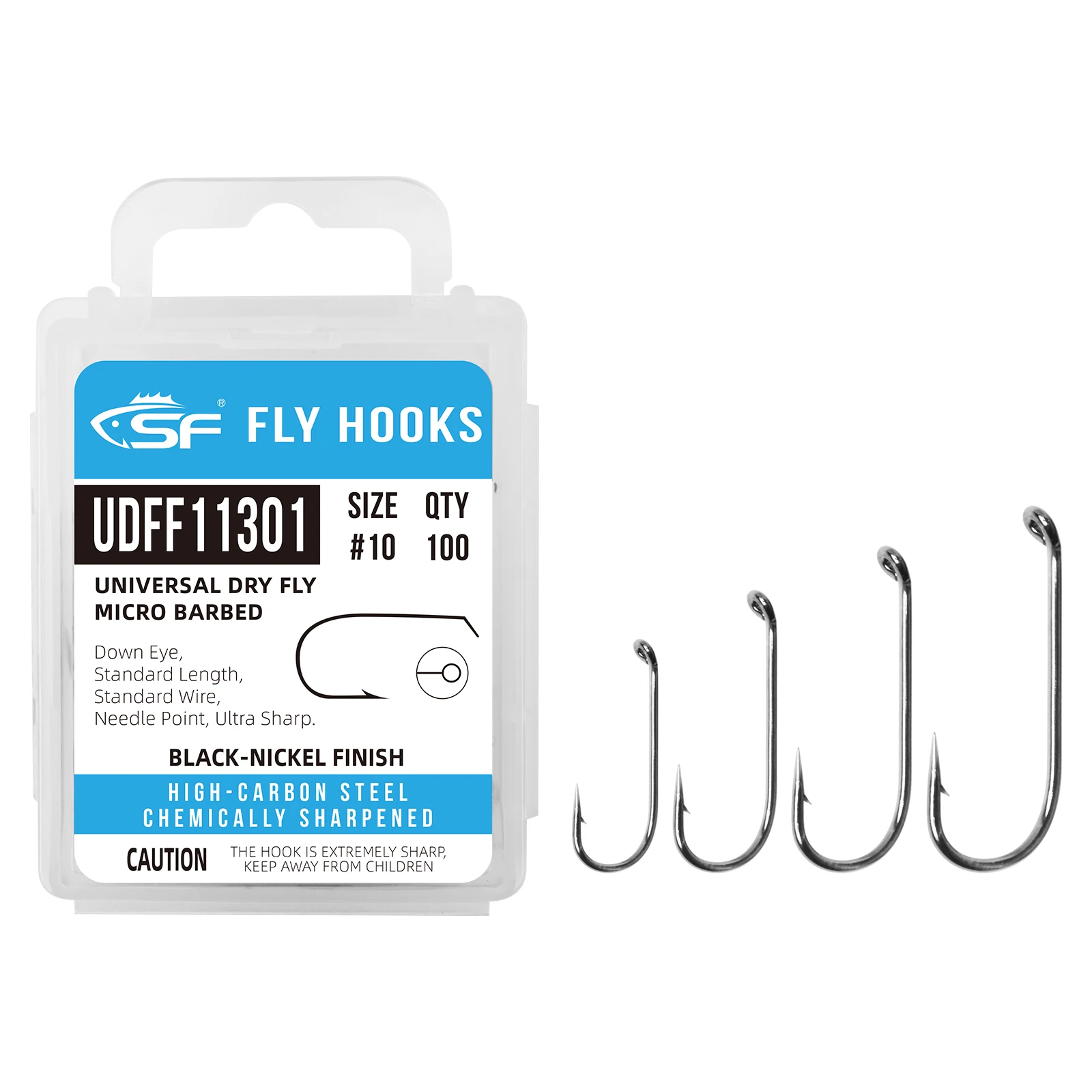 Hooks Universal Dry Fly Hooks Slightly Barbed Fly Fishing Hooks 100Pcs/Box Fishing Accessories in #10/#12/#14/#16 Size