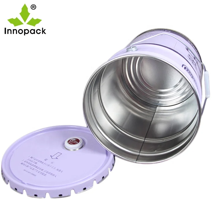 
UN rated 18L empty tin bucket printed round metal bucket for paint packaging 