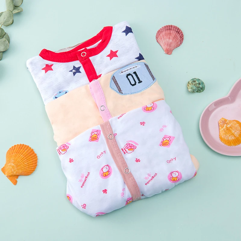 Michley Wholesale Cotton Girls 3pcs Pack Boys Gift Set Mixed Color Rompers Unisex Newborn Baby Clothes