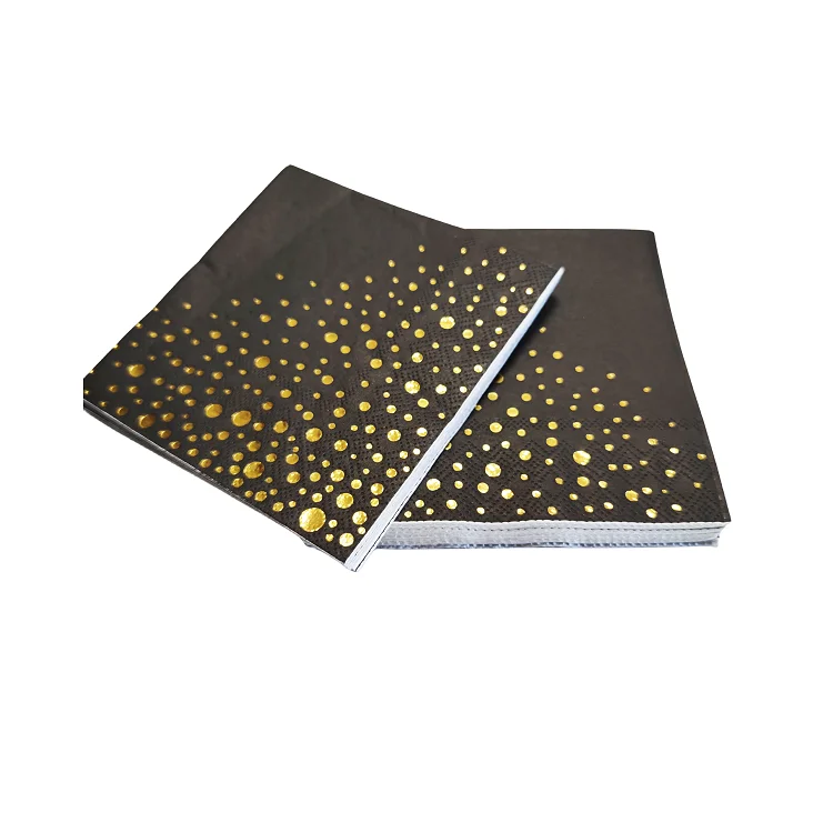 Custom Disposable 3Ply Birthday Soft Decoupage Party Luxury Printed Hot Stamping Gold Foiled Personalized Paper Napkin