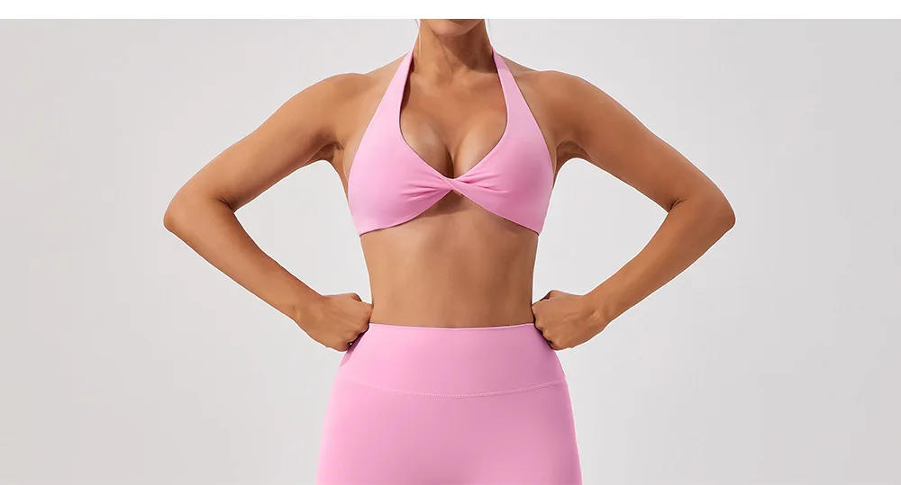 Latest Design Fashion Halter Yoga Crop Top Sexy Sports Bra Girls Fitness Yoga Wear Comfort High Quality Women Workout Sports Bra