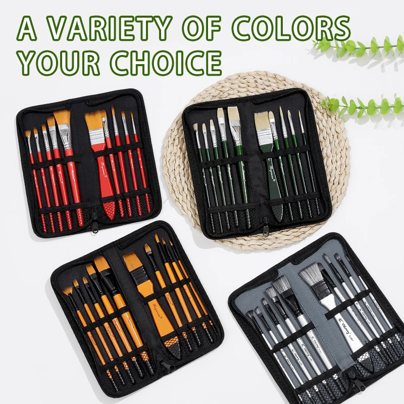 Bo Yi Xuan 10psc/set Artist Paint Brush Set For Watercolor Oil Acrylic Painting