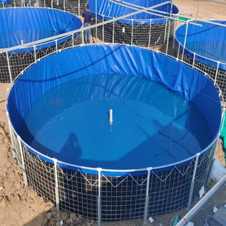 Farm aquaculture recirculating equipment galvanized sheet tarpaulin large biofloc fish farming tank