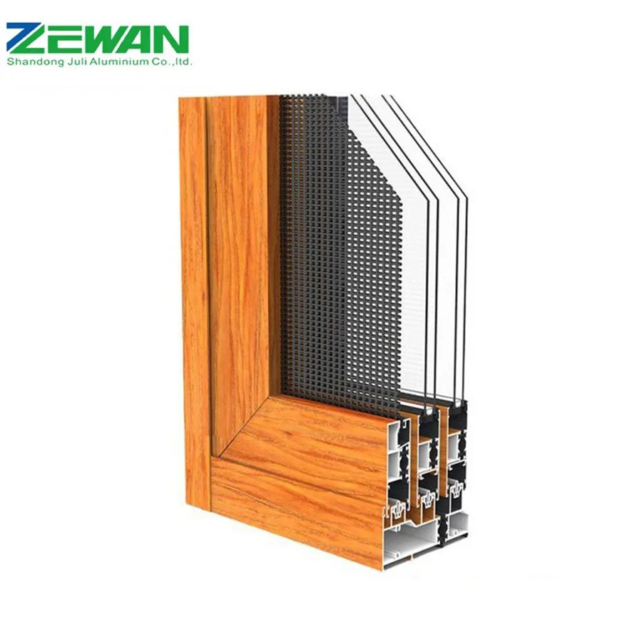 Manufacturer Custom Wooden Window Frames Designs Aluminium Door Frame Aluminum Extrusion Profile for  Folding Windows and Doors