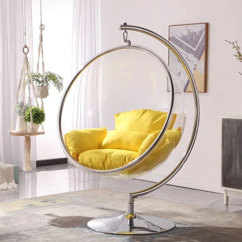 modern living room hotel room funny fancy pink acrylic ball swing egg chair stands for girl kids children bedroom furniture